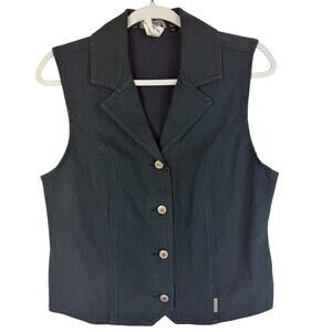 VTG‎ 90s Rockies Denim Vest M Sample Pinstripe Stripe Western Cowboy Cowgirl USA